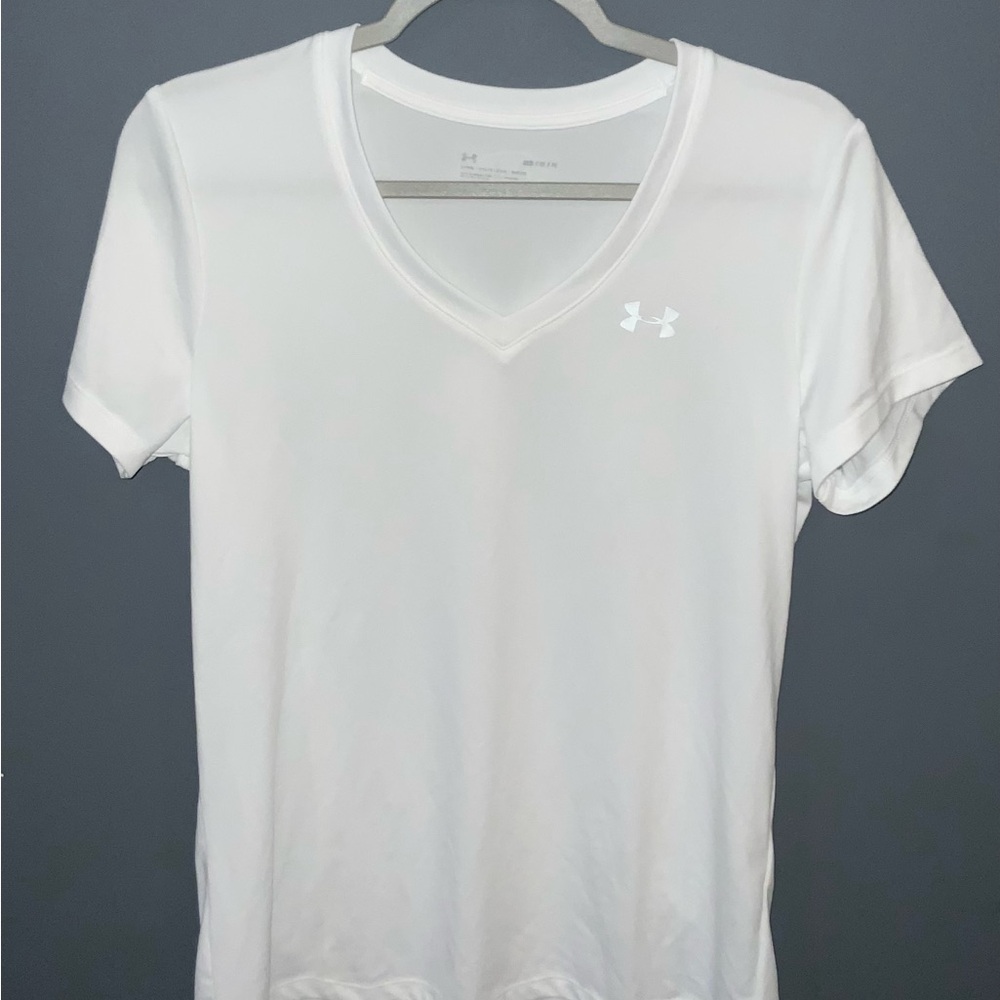 Under Armour White V-Neck Athletic T-Shirt